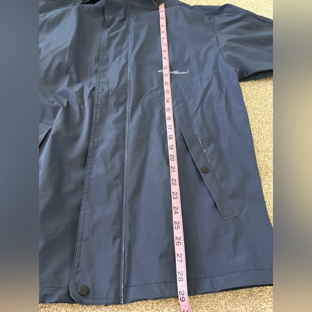 Vtg Eddie Bauer Vented Blue Mens Full Zip Hooded Waterproof Rain Jacket Medium - Picture 7 of 7